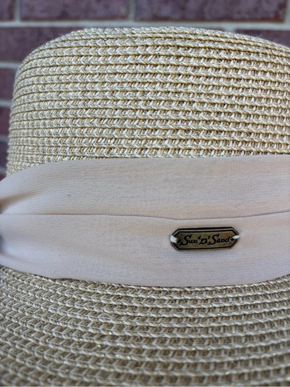 Beige Straw Sun Hat with Scarf Band by Sea & Sand